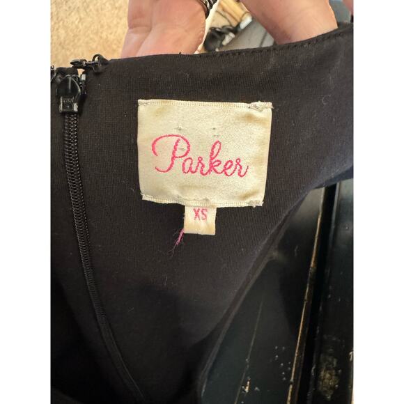 Parker Peplum Bodycon Black ribbed sides Sleeveless Dress size XS - Picture 12 of 15